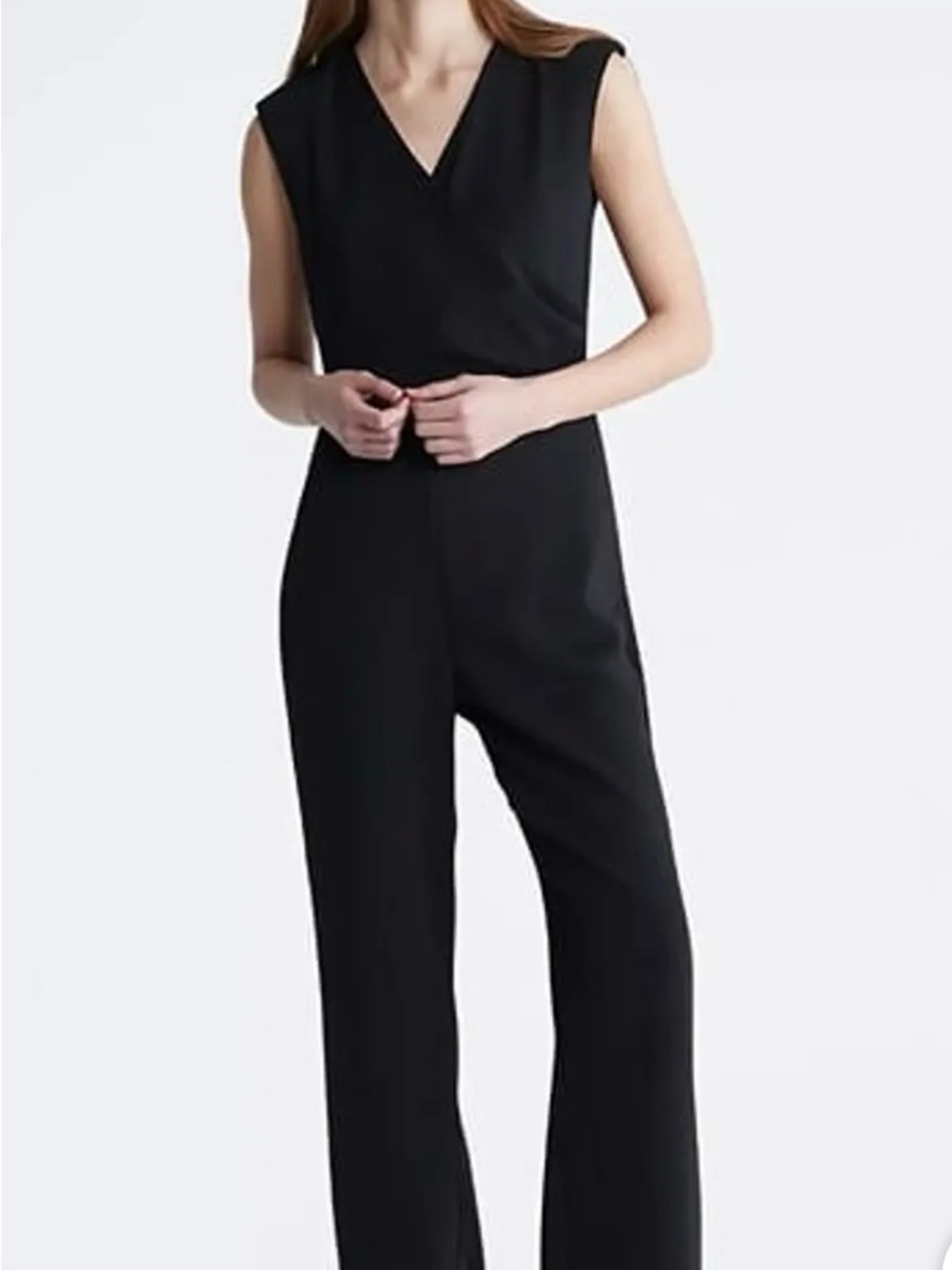 Calvin Klein Black Surplus Neck Sleeveless Jumpsuit